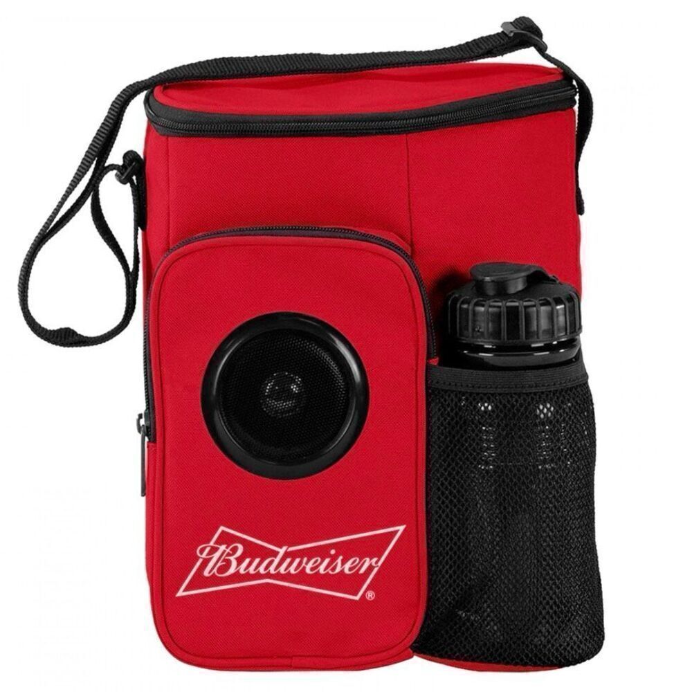 NWT  Gorgeous Budweiser Cold Soft Cooler Lunch Bag w/ Built in Bluetooth Speaker